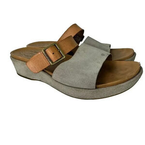Kork-Ease Bisti Leather Adjustable Buckle Slip On Grey Sandals Size 9M